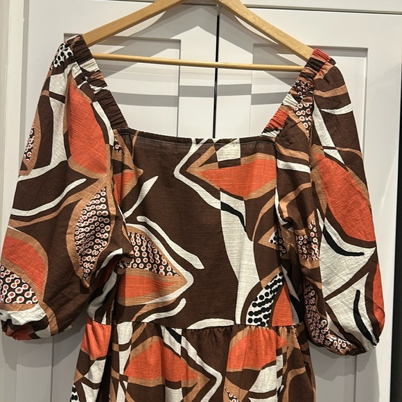 Mlle Gabrielle Tiered Tribal 100% Cotton Dress Smocked Back Flowy Tunic Dress - Picture 3 of 13